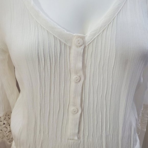 H&M White Long Sleeve Cotton Blend Beach Dress- Size 2 - Picture 6 of 12